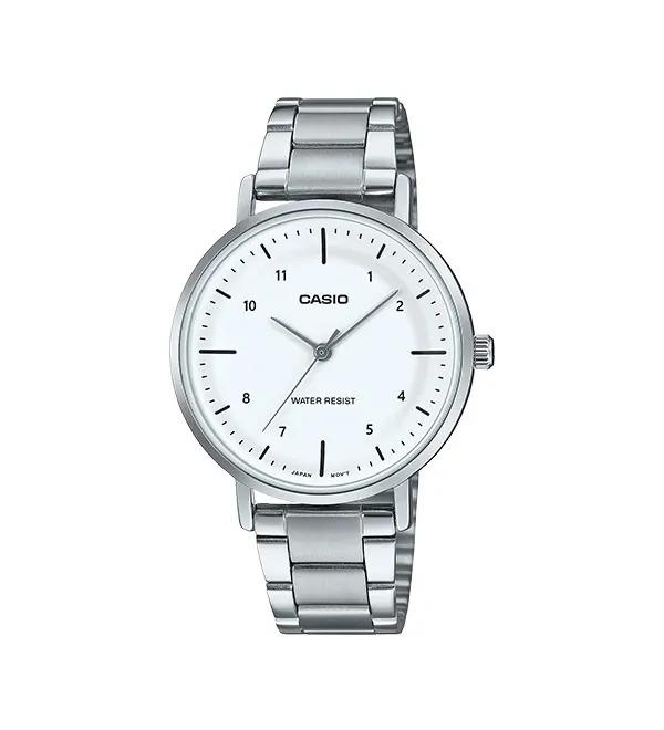 Casio LTP-VT01D-4B Women's Minimalistic Stainless Steel Peach Dial Analog Watch