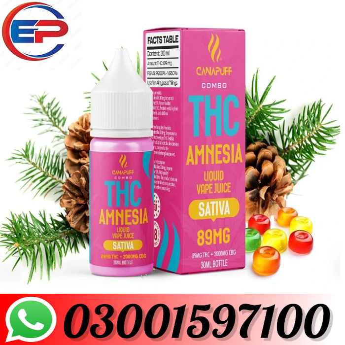 Branded THC Liquid 89mg THC/2000mg CBG – Amnesia – 30ml In kotri=03001597100