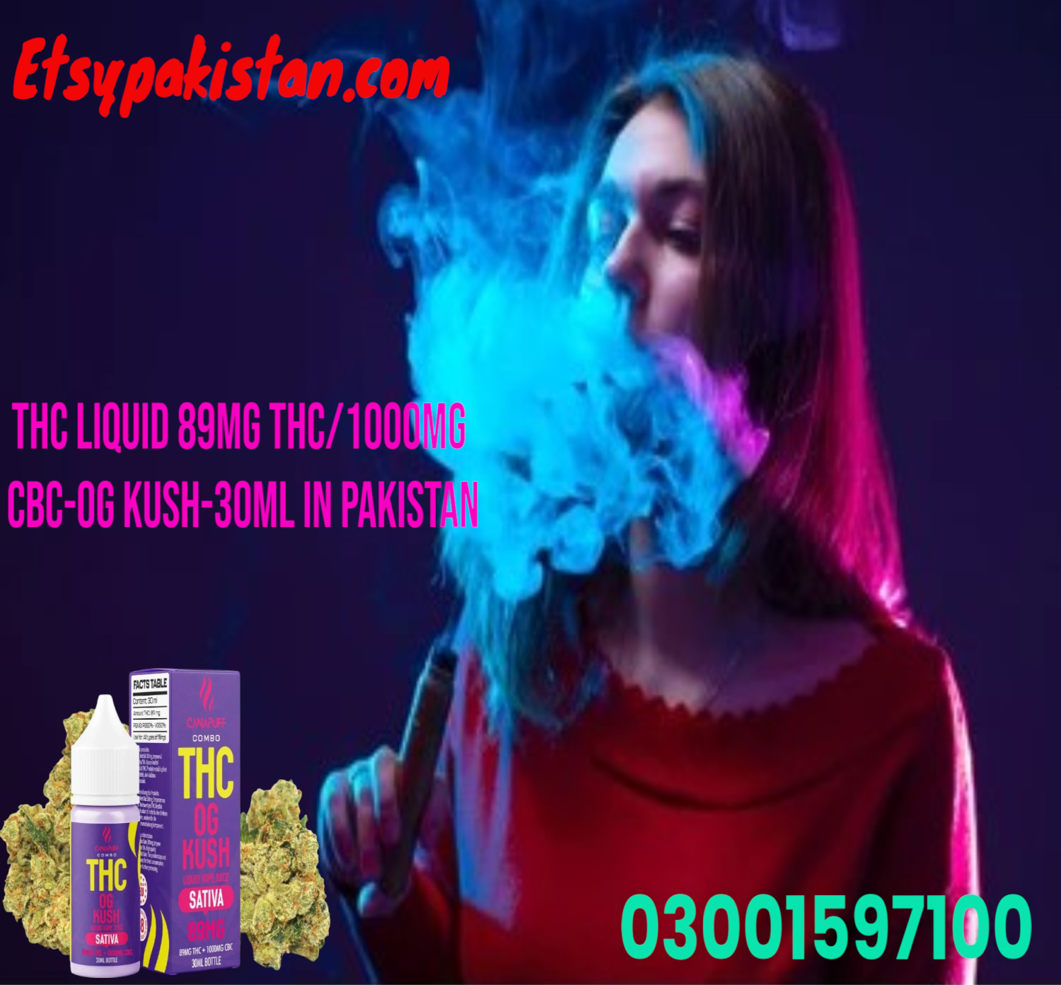 fantastic THC Liquid 89mg THC/1000mg CBC-OG Kush-30ml In Karachi =03001597100