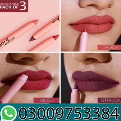 Florence V.02 Pack Of 3 Creamy Lip Pencils in Pakistan | 0300-9753384