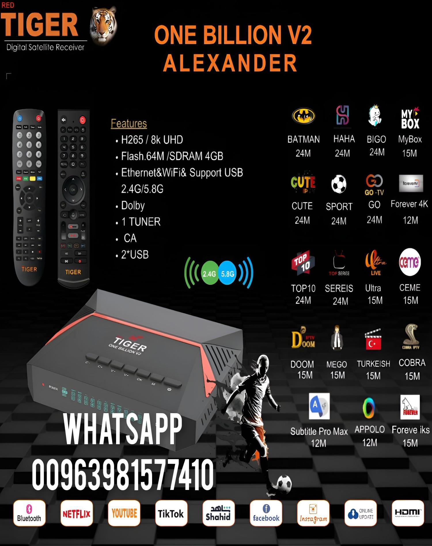 Tiger One Billion V2 Alexander 8k Android Forever