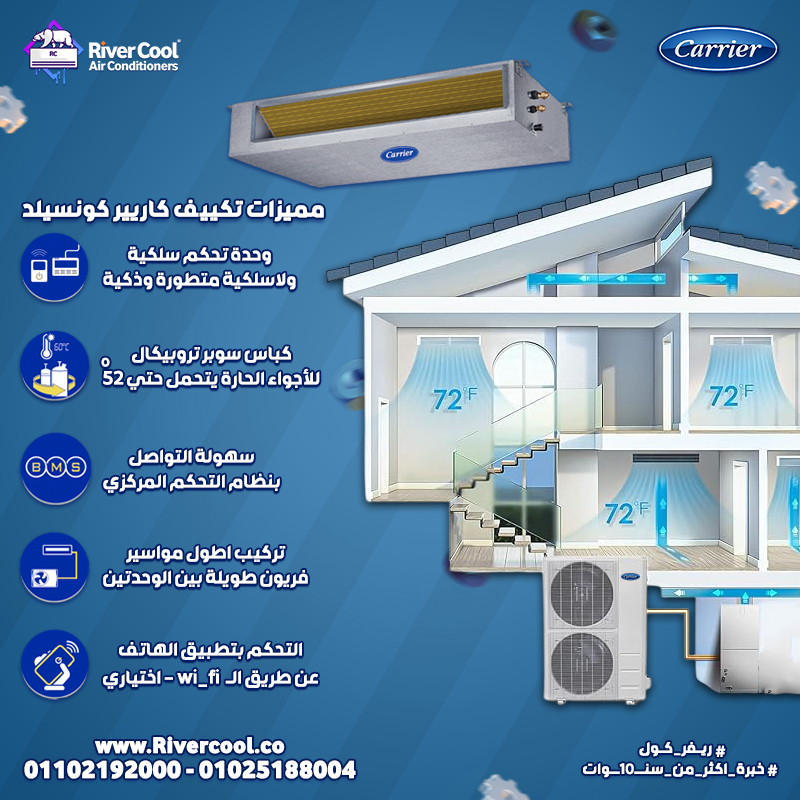 تكييف كاريير كونسيلد انفرتر 5 حصان سعر تكييف كاريير كونسيلد 4 حصان تكييف كاريير كونسيلد 3 حصان انفرت