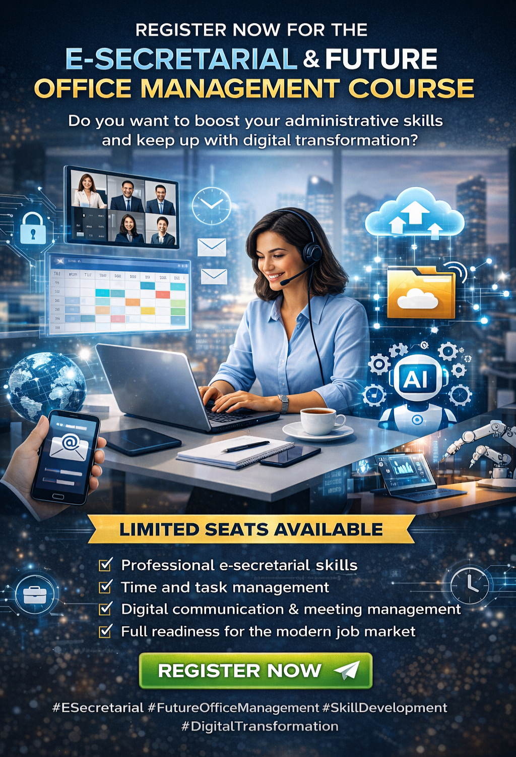 دورة السكرتاريا الإلكترونية وإدارة مكاتب المستقبل