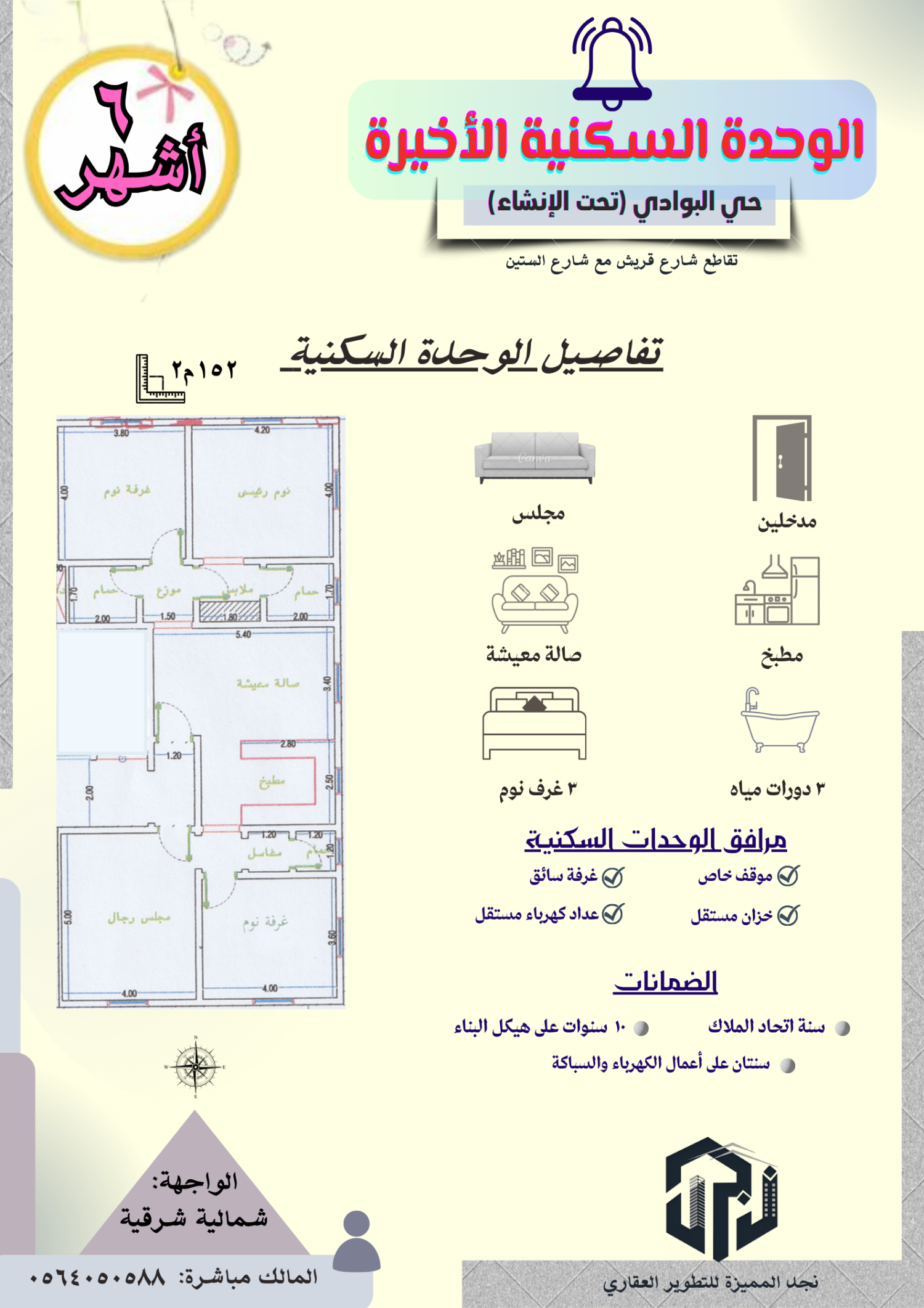 للبيع والاستثمار شقة تمليك حي البوادي