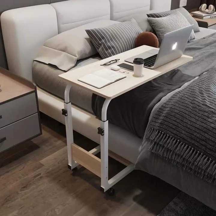 طاولة سرير طاولات اكل للمرضى . Over Bed Table طاولة سرير متحركة متعددة الاستخدامات والارتفاع طاولة