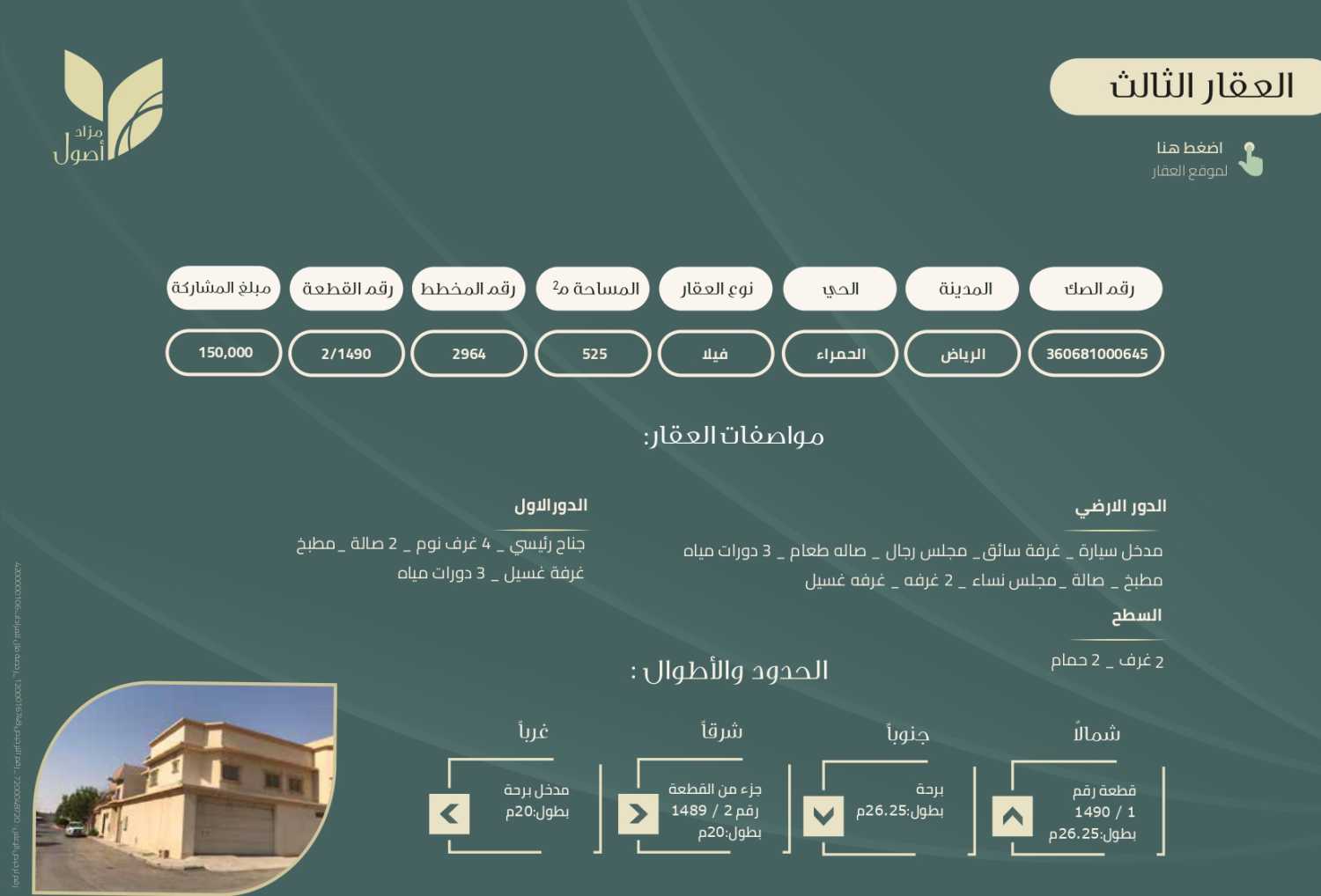 مزاد أصول - أماكن الدولية عقارات متنوعة