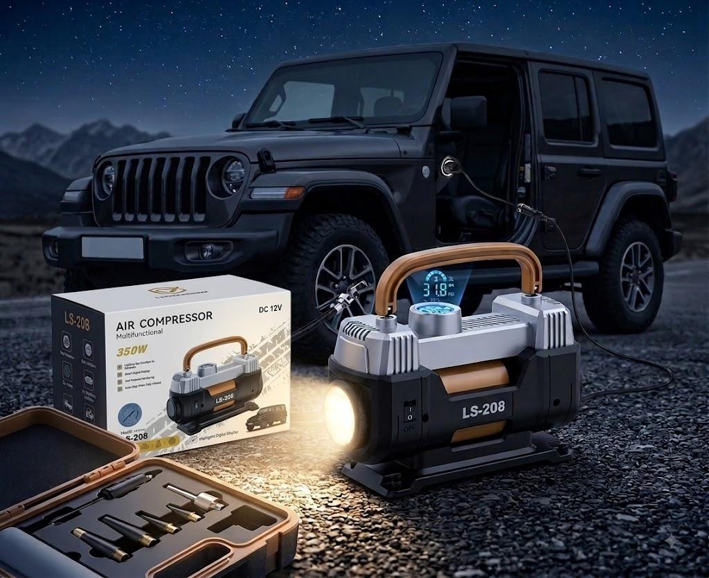 منفاخ هواء السيارات المحمول LS-208: أمانك وراحتك على الطريق